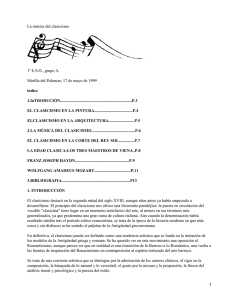 La música del clasicismo 1º E.S.O., grupo A. índice