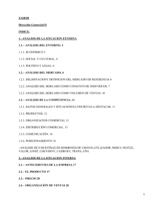 ZAHOR Dirección Comercial II INDICE: 1.−ANALISIS DE LA SITUACION EXTERNA