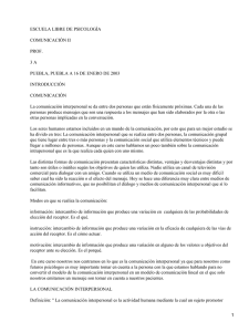 ESCUELA LIBRE DE PSICOLOGÍA COMUNICACIÓN II PROF. 3 A