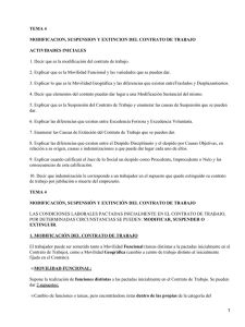 TEMA 4 MODIFICACION, SUSPENSION Y EXTINCION DEL CONTRATO DE TRABAJO ACTIVIDADES INICIALES