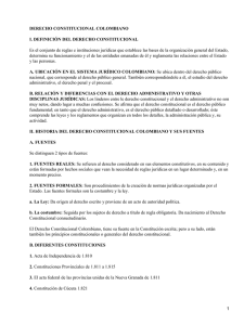 DERECHO CONSTITUCIONAL COLOMBIANO I. DEFINICIÓN DEL DERECHO CONSTITUCIONAL