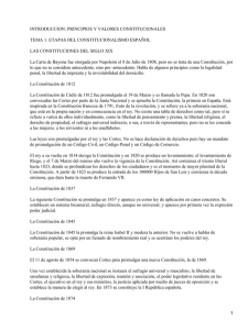 INTRODUCCION: PRINCIPIOS Y VALORES CONSTITUCIONALES TEMA 1: ETAPAS DEL CONSTITUCIONALISMO ESPAÑOL