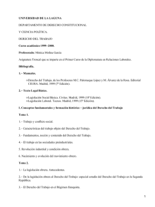 UNIVERSIDAD DE LA LAGUNA Curso académico 1999−2000. Profesorado: DEPARTAMENTO DE DERECHO CONSTITUCIONAL