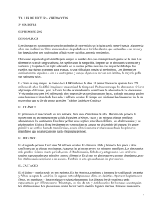 TALLER DE LECTURA Y REDACCION 3° SEMESTRE SEPTIEMBRE 2002 DINOSAURIOS