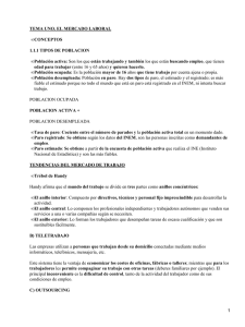 TEMA UNO. EL MERCADO LABORAL CONCEPTOS 1.1.1 TIPOS DE POBLACION Población activa: