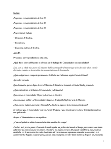 Índice: Preguntas correspondientes al Acto 1º. Preguntas correspondientes al Acto 2º.