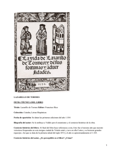 LAZARILLO DE TORMES FICHA TÉCNICA DEL LIBRO Titulo: Colección: