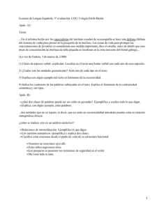 Examen de Lengua Española. 3ª evaluación. COU. Colegio Pardo Bazán. Texto: