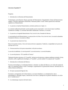 Literatura Española IV Programa. 1.− Introducción a la literatura del Renacimiento.