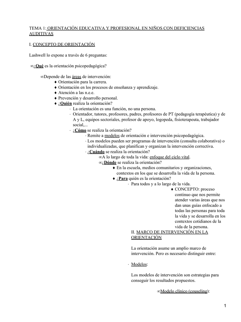 Tema Orientaci N Educativa Y Profesional En Ni Os Con Deficiencias