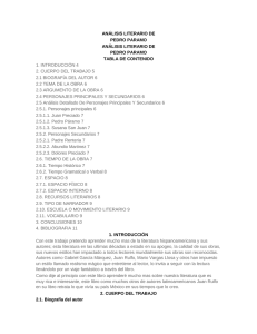 ANÁLISIS LITERARIO DE PEDRO PARAMO TABLA DE CONTENIDO 1. INTRODUCCIÓN 4