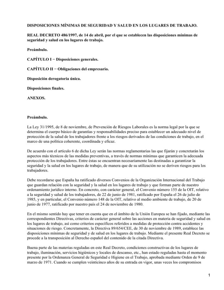 Real Decreto De De Abril Disposiciones M Nimas Seguridad