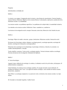 Programa SOCIOLOGÍA CATEDRA III Bolilla 1.