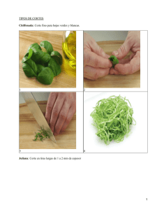 Tipología de cortes en las hortalizas