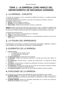 TEMA 1: LA EMPRESA COMO MARCO DEL DEPARTAMENTO DE RECURSOS HUMANOS