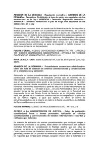 ADMISION DE LA DEMANDA - Regulación normativa / ADMISION