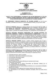 REPÚBLICA DE COLOMBIA  DEPARTAMENTO DEL QUINDÍO CONCEJO MUNICIPAL DE FILANDIA QUINDÍO
