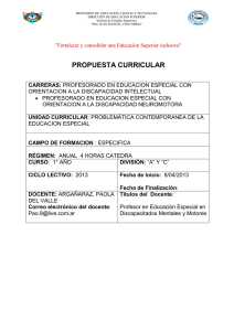 Problematica Contemporanea de la Educacion Especial. 1° A y C