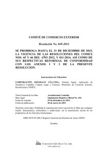 COMEX: Resolución No. 023-2014: SE REFORMA EL ARANCEL
