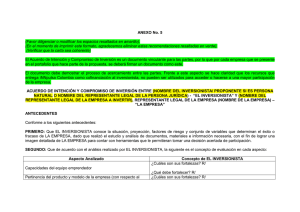 Anexo No. 5 - Acuerdo de intención y compromiso de inversión