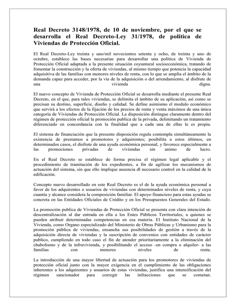 Real Decreto 3148 1978 De 10 De Noviembre Por El Que Se