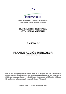 ANEXO IV  PLAN DE ACCIÓN MERCOSUR XLV REUNIÓN ORDINARIA