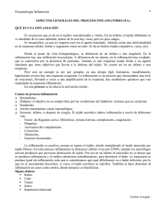 Fisiopatología Inflamación  ASPECTOS GENERALES DEL PROCESO INFLAMATORIO (P.I.)