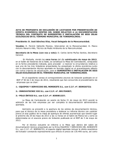 Acta número 2, de propuesta de exclusión de un licitador.