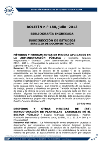 BOLETÍN n.º 188, julio -2013 BIBLIOGRAFÍA INGRESADA SUBDIRECCIÓN DE ESTUDIOS