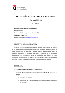 ECONOMÍA MONETARIA Y FINANCIERA Curso 2003-04 3º L.A.D.E.