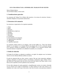 Guía para redactar la memoria del Trabajo Fin de Máster