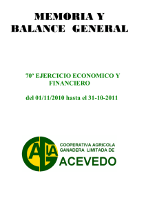 memoria y balance general - Cooperativa Agrícola y Ganadera de