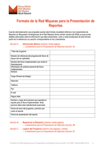 Formato de la Red Miqueas para la Presentación de Reportes
