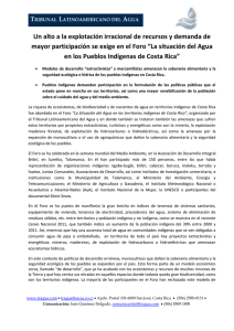 La situación del Agua en los Pueblos Indígenas de Costa Rica