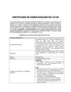 CERTIFICADO DE HOMOLOGACIÓN NO.101/05