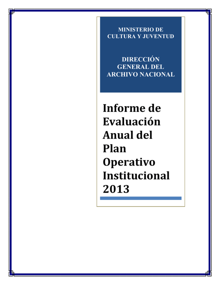 Informe De Evaluaci N Anual Del Plan Operativo Institucional