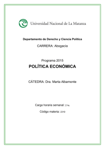 Política Económica - Departamento de Derecho y Ciencia Política