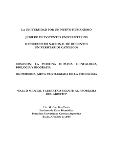 Salud mental y libertad frente al problema del aborto