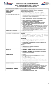 Perfil y matriz Asistente técnico administrativo, secretario, técnico