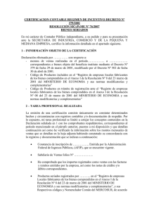 CERTIFICACION CONTABLE REGIMEN DE INCENTIVO DECRETO