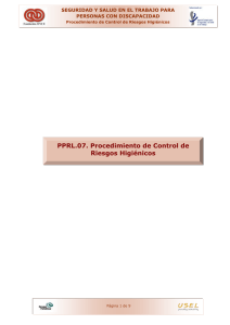Procedimiento de Control de Riesgos Higiénicos" PPRL.07