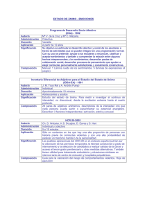 ESTADO DE ÁNIMO - EMOCIONES Programa de Desarrollo Socio-Afectivo (DSA) - 1992 Autor/a
