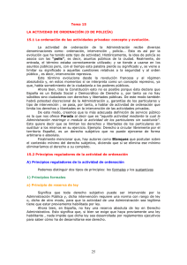 Tema 15 LA ACTIVIDAD DE ORDENACIÓN (O DE POLICÍA) 15.1