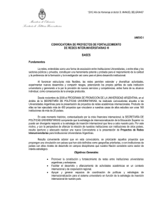 Ministerio de Educación Secretaría de Políticas Universitarias CONVOCATORIA DE PROYECTOS DE FORTALECIMIENTO