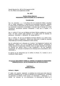 Decreto Ejecutivo No. 1822 de 30 de agosto de 2001