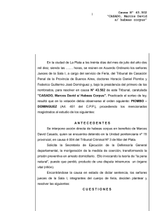 Causa Nº 43.502 “CASADO, Marcos David s/ habeas corpus”