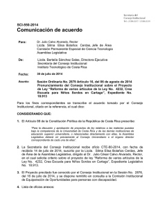 Comunicación de acuerdo  SCI-550-2014