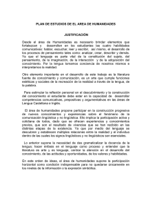 PLAN DE ESTUDIOS DE EL AREA DE HUMANIDADES  JUSTIFICACIÓN