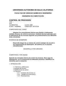 Control de procesos - Facultad de Ciencias Químicas e Ingeniería