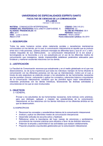 UNIVERSIDAD DE ESPECIALIDADES ESPÍRITU SANTO FACULTAD DE CIENCIAS DE LA COMUNICACIÒN SYLLABUS